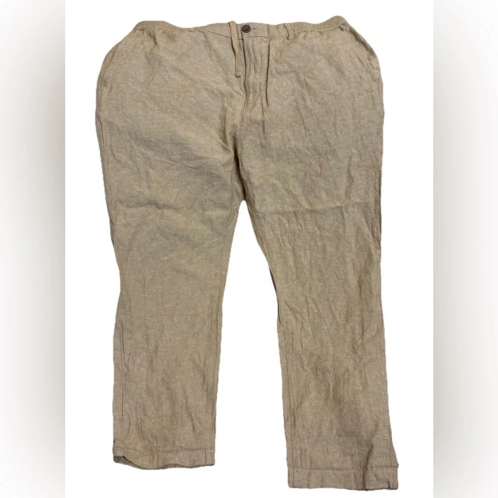 Banana Republic Linen Pants Men Size 38x32 Button Fly & Drawstring Waist Relaxed